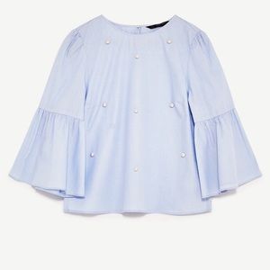 Zara Blue Pearl Top L